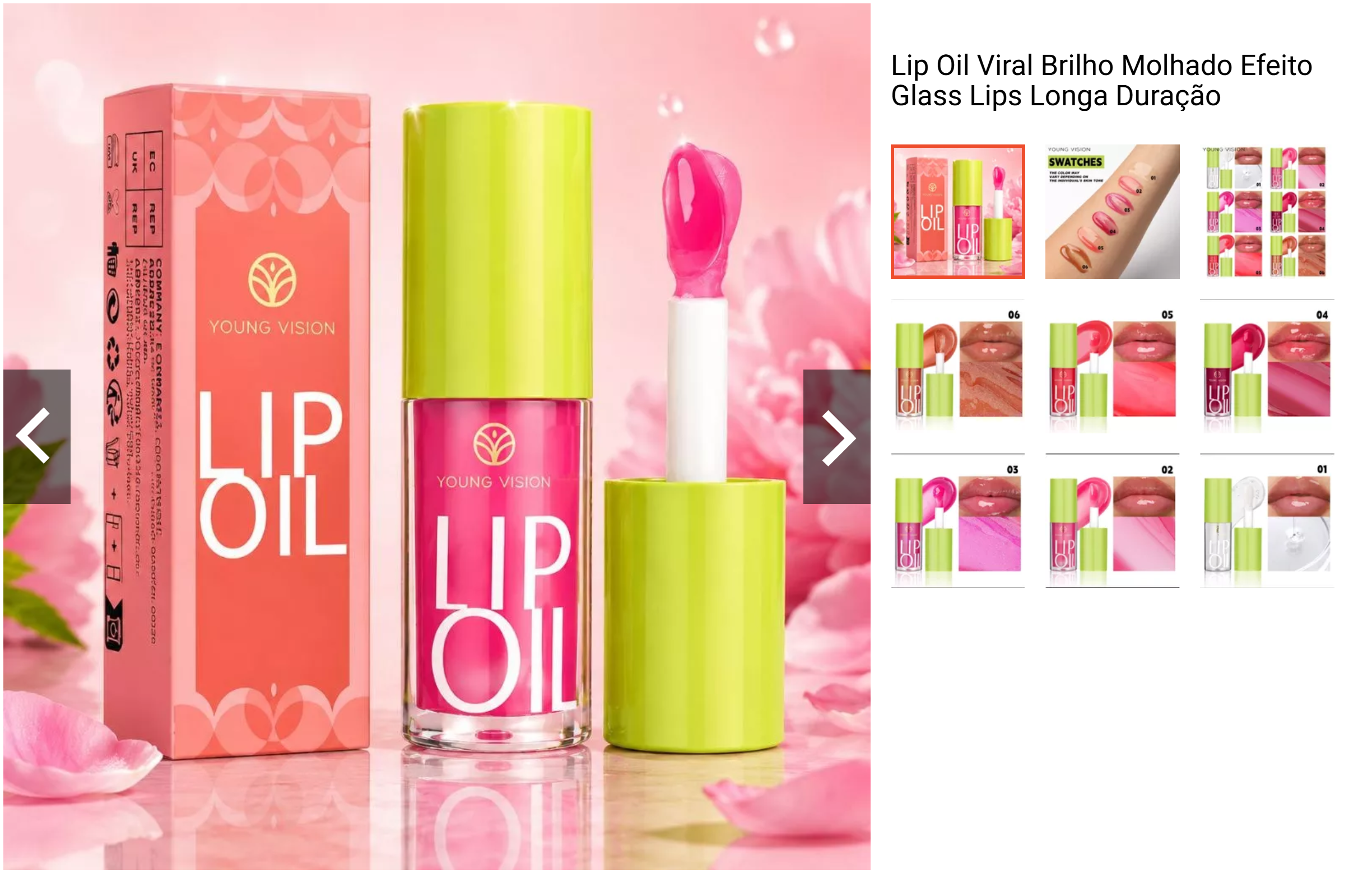 Lip Oil Hidratante (gloss labial brilho molhado)